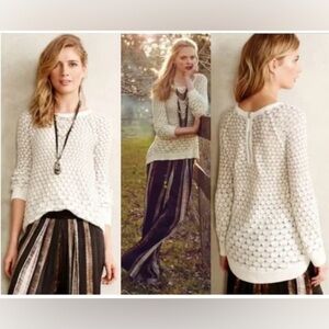 Anthropologie White Textured Sweater